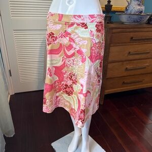 Express Pink and Beige Floral Skirt